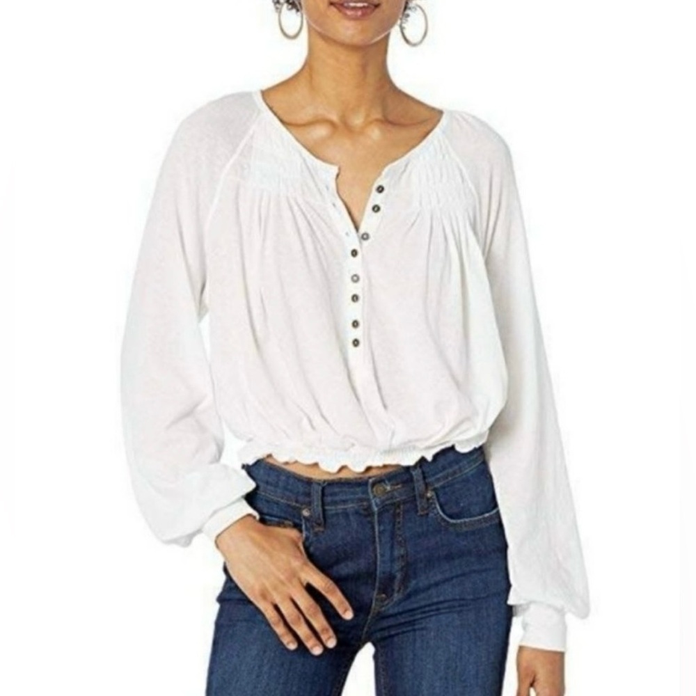 Free‎ People White Button-Front Blouse